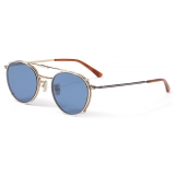 Jimmy Choo - Wynn - Rose-Gold Oval Sunglasses with Clip-On Blue Avio Lenses - Jimmy Choo Eyewear
