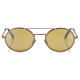 Jimmy Choo - Jeff - Silver Mirror Oval Sunglasses with Bronze Metal Frame and Blue Temple Ends