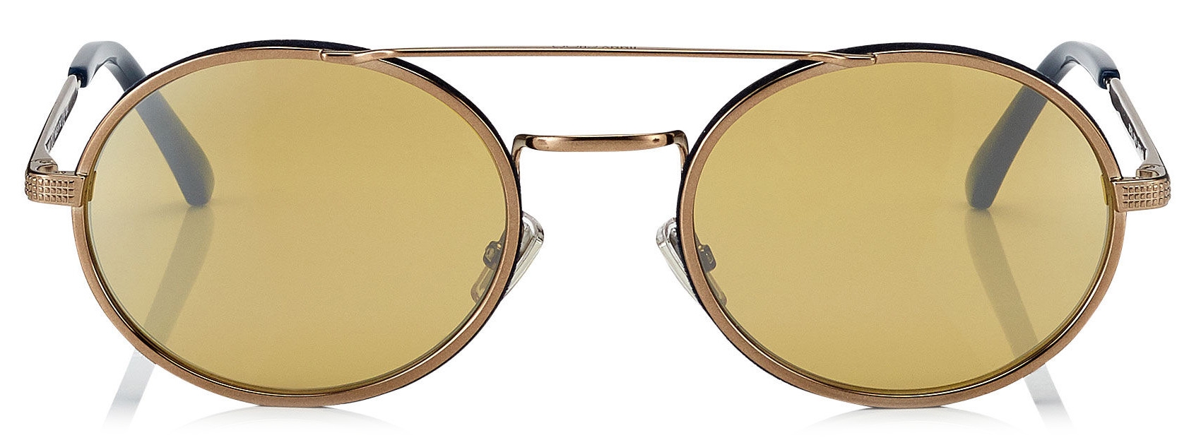 Jimmy Choo - Jeff - Silver Mirror Oval Sunglasses with Bronze Metal Frame  and Blue Temple Ends - Avvenice