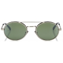 Jimmy Choo - Jeff - Green Mirror Oval Sunglasses with Gold Metal Frame and Black Temple Ends