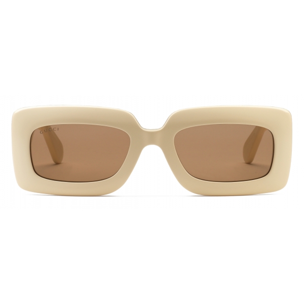 Oversized rectangular sunglasses in dark brown injection | GUCCI® US