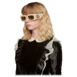 Gucci - Rectangular-Frame Sunglasses - Ivory - Gucci Eyewear