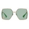 Gucci - Oval-Frame Sunglasses - Gold Light Blue - Gucci Eyewear