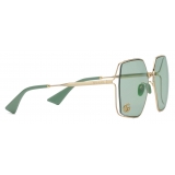 Gucci - Oval-Frame Sunglasses - Gold Light Blue - Gucci Eyewear