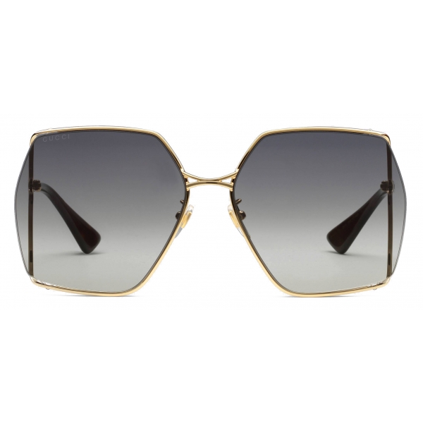 Gucci - Occhiale da Sole Ovali - Oro Grigio - Gucci Eyewear