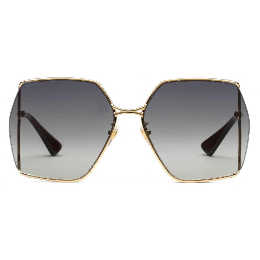 Gucci - Oval-Frame Sunglasses - Gold Grey - Gucci Eyewear - Avvenice