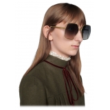 Gucci - Oval-Frame Sunglasses - Gold Grey - Gucci Eyewear