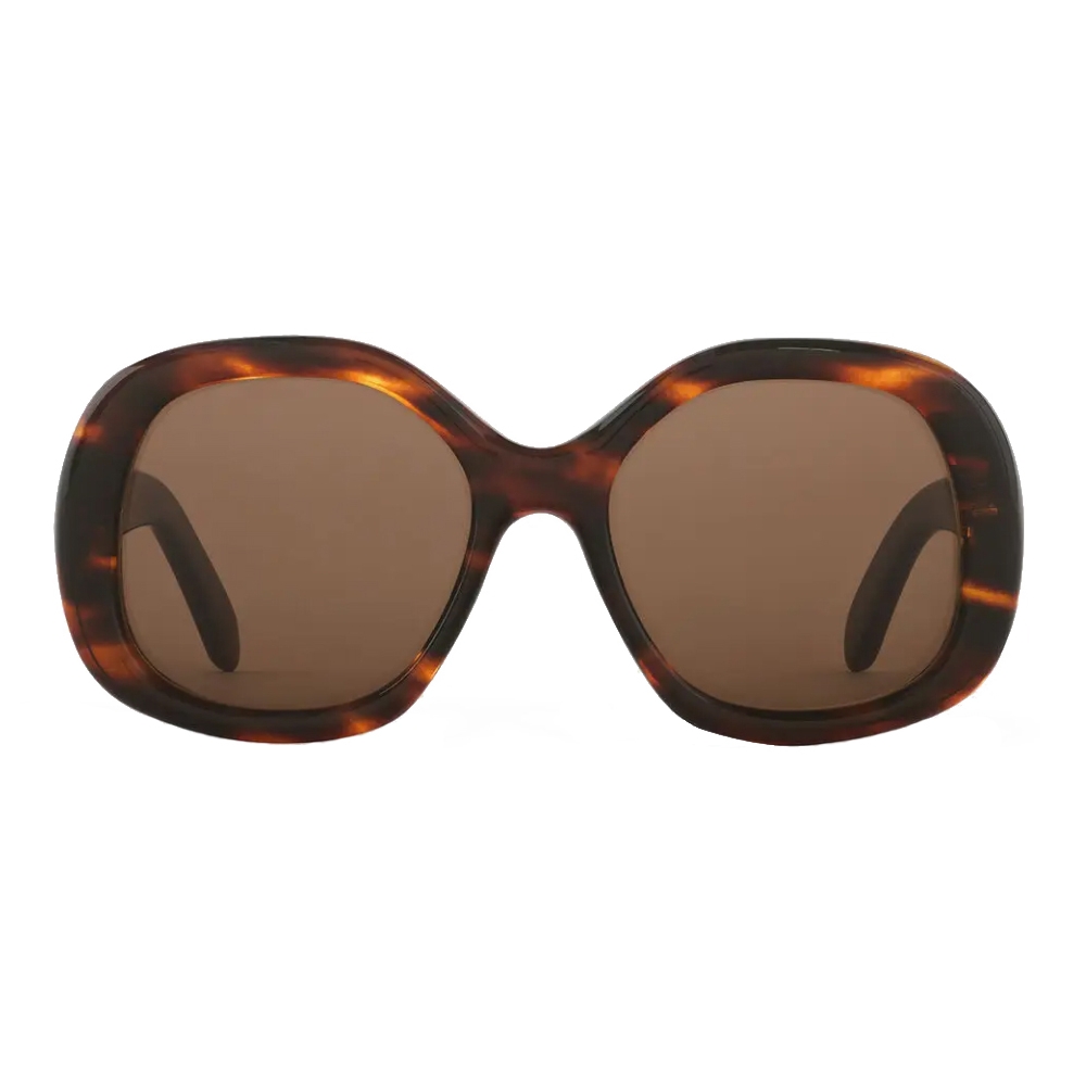 Céline - Round S163 Sunglasses in Acetate - Striped Havana - Sunglasses