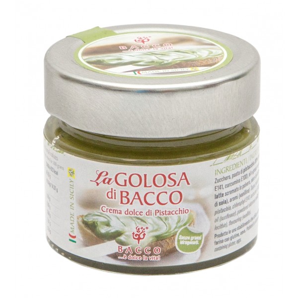 Bacco - Tipicità al Pistacchio - La Golosa di Bacco - Cream with Green Pistachio from Bronte - Artisan Spreadable Creams - 90 g