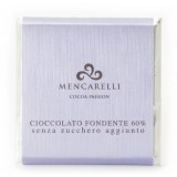 Mencarelli Cocoa Passion - Tavoletta Cioccolato Fondente 60 % Senza Zucchero - Tavoletta Cioccolato 50 g