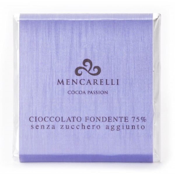 Mencarelli Cocoa Passion - Tavoletta Cioccolato Fondente 75 % Senza Zucchero - Tavoletta Cioccolato 50 g