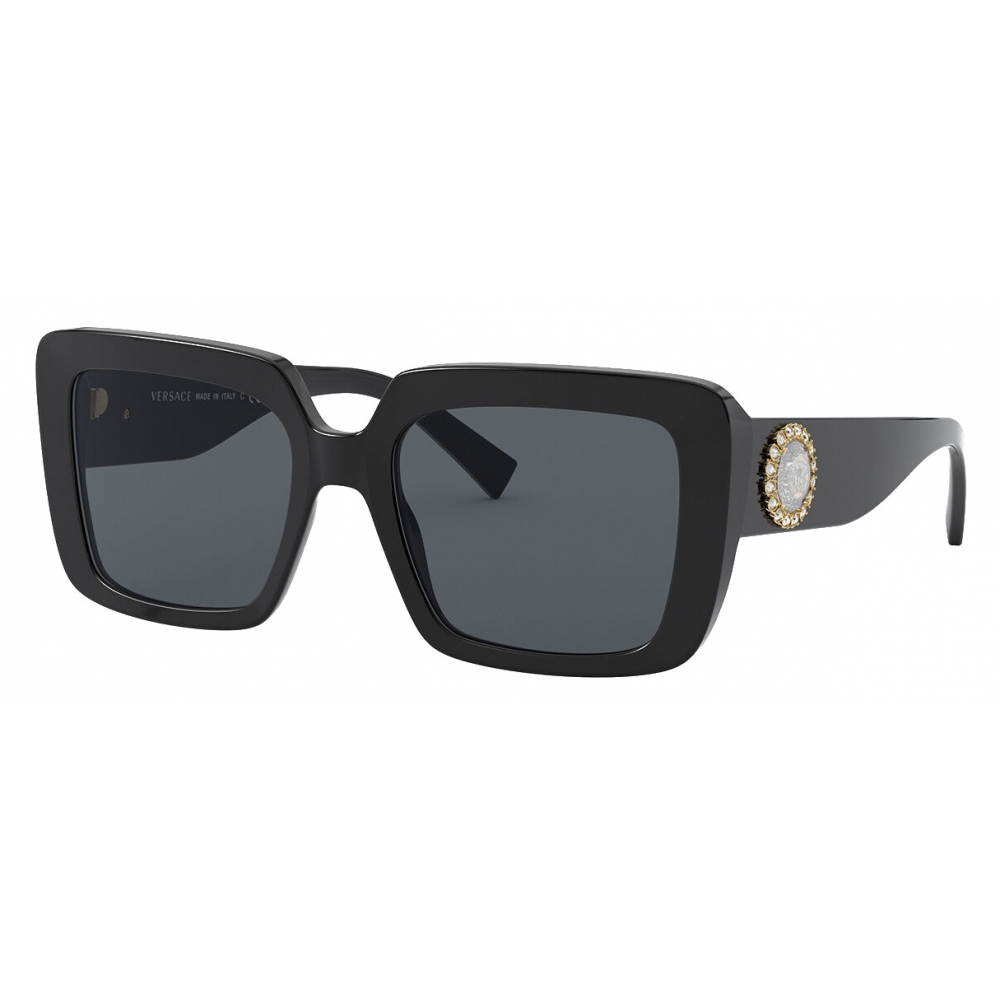 Versace Sunglasses Medusa Crystal Jewel Black Sunglasses