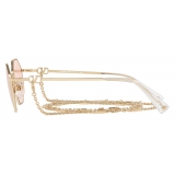 Valentino - Octagonal Metal Frame with Vlogo Signature Chain Sunglasses - Gold Pink - Valentino Eyewear