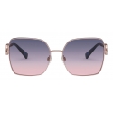 Valentino - Occhiale da Sole Squadrato in Metallo Vlogo Signature Cristalli - Oro Rosa - Valentino Eyewear