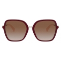 Valentino - Squared Acetate Frame with Functional Stud Sunglasses - Maroon Brown - Valentino Eyewear