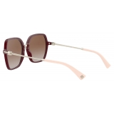 Valentino - Squared Acetate Frame with Functional Stud Sunglasses - Maroon Brown - Valentino Eyewear
