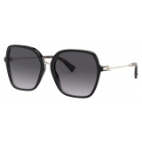 Valentino - Squared Acetate Frame with Functional Stud Sunglasses - Black - Valentino Eyewear