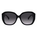 Valentino - Squared Acetate Frame with Vlogo Signature Sunglasses - Black - Valentino Eyewear