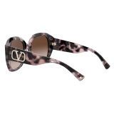 Valentino - Occhiale da Sole Squadrato in Acetato Vlogo Signature - Havana Marrone - Valentino Eyewear