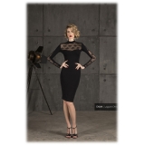 Danilo Forestieri - Longuette Dress in Jersey Mock Neck - Haute Couture Made in Italy - Luxury Exclusive Collection