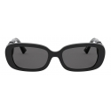 Valentino - Oval Acetate Frame with Vlogo Sunglasses - Black - Valentino Eyewear