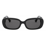 Valentino - Occhiale da Sole Ovale in Acetato con Vlogo - Nero - Valentino Eyewear