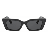 Valentino - Acetate Frame with Vlogo Crystals Sunglasses - Black - Valentino Eyewear
