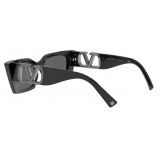 Valentino - Occhiale da Sole in Acetato con Vlogo Cristalli - Nero - Valentino Eyewear