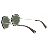 Valentino - Hexagonal Metal Frame with Crystal Studs Sunglasses - Gold Green - Valentino Eyewear