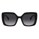 Valentino - Occhiale da Sole Squadrato in Acetato con Vlogo - Nero - Valentino Eyewear