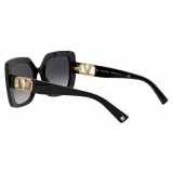 Valentino - Occhiale da Sole Squadrato in Acetato con Vlogo - Nero - Valentino Eyewear