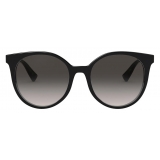 Valentino - Round Acetate Frame with Functional Stud Sunglasses - Black - Valentino Eyewear