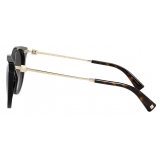 Valentino - Round Acetate Frame with Functional Stud Sunglasses - Black - Valentino Eyewear