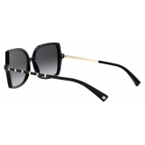 Valentino - Squared Acetate Frame with Studs Sunglasses - Black - Valentino Eyewear
