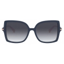 Valentino - Squared Acetate Frame with Studs Sunglasses - Blue Gray - Valentino Eyewear