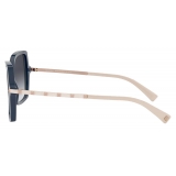 Valentino - Squared Acetate Frame with Studs Sunglasses - Blue Gray - Valentino Eyewear