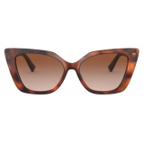 Valentino - Vlogo Cat-Eye Acetate Frame Sunglasses - Maroon Brown - Valentino Eyewear
