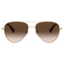 Valentino - Occhiale da Sole Pilot in Metallo con Stud Funzionale - Oro - Valentino Eyewear