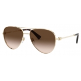 Valentino - Pilot Metal Frame with Functional Stud Sunglasses - Gold - Valentino Eyewear