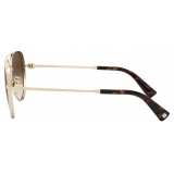 Valentino - Pilot Metal Frame with Functional Stud Sunglasses - Gold - Valentino Eyewear