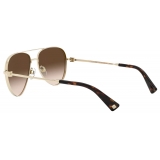 Valentino - Pilot Metal Frame with Functional Stud Sunglasses - Gold - Valentino Eyewear