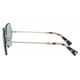 Valentino - Occhiale da Sole Esagonale in Metallo con Cristalli - Oro Azurro - Valentino Eyewear