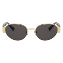 Valentino - Occhiale da Sole Ovale in Metallo Vlogo - Nero Grigio - Valentino Eyewear