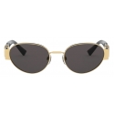 Valentino - Vlogo Oval Metal Frame Sunglasses - Black Gray - Valentino Eyewear