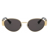 Valentino - Occhiale da Sole Ovale in Metallo Vlogo - Nero Grigio - Valentino Eyewear