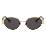 Valentino - Vlogo Oval Metal Frame Sunglasses - Black Gray - Valentino Eyewear