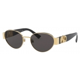 Valentino - Vlogo Oval Metal Frame Sunglasses - Black Gray - Valentino Eyewear