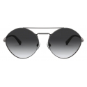 Valentino - Occhiale da Sole Tondo in Metallo con Stud - Rutenio Nero - Valentino Eyewear
