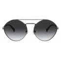 Valentino - Round Metal Frame with Studs Sunglasses - Ruthenium Black - Valentino Eyewear