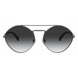 Valentino - Occhiale da Sole Tondo in Metallo con Stud - Rutenio Nero - Valentino Eyewear